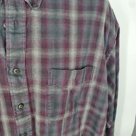 Arrow Blue Jeans Co Shirt Mens 2XL Gray Burgundy Plaid Flannel Button Down Soft - Picture 7 of 9